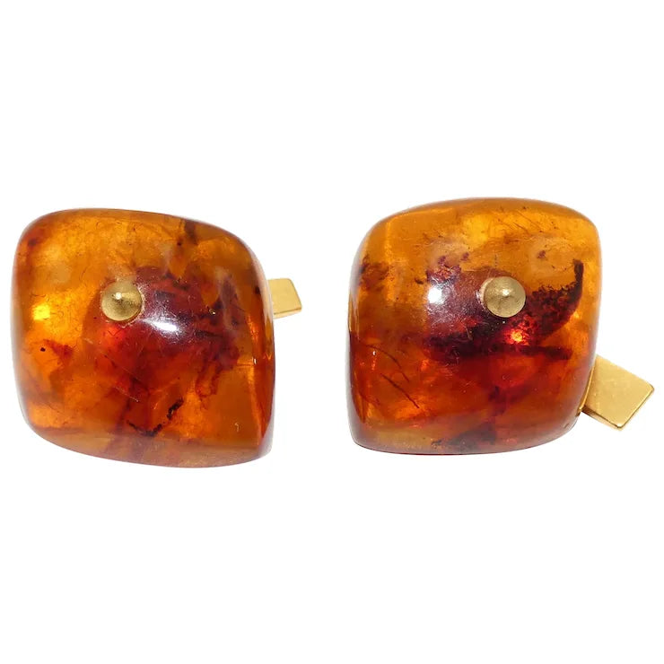 10K Gold Amber Cufflinks