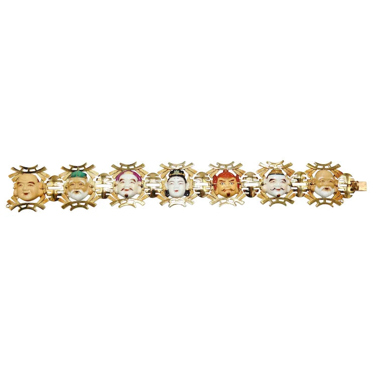 14K Gold Seven Lucky Gods Bracelet