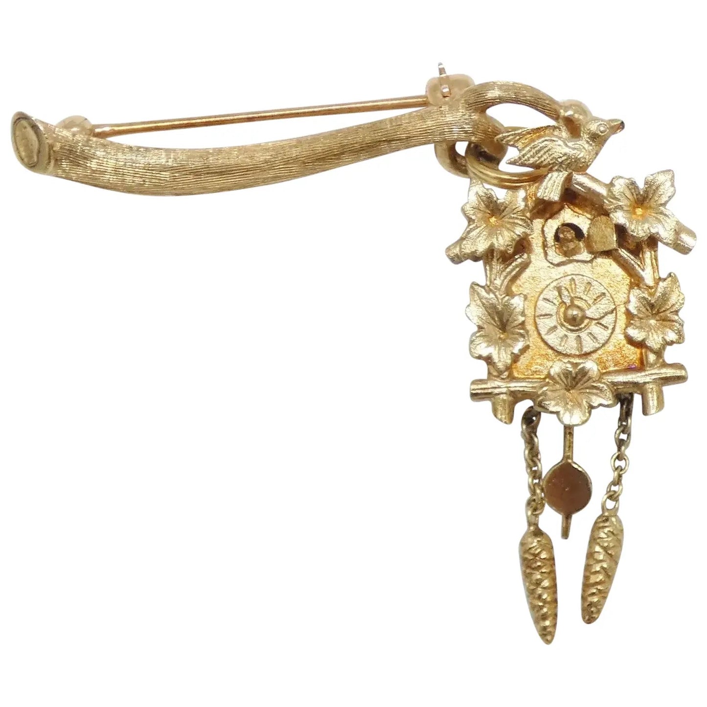 14K Gold Cuckoo Clock Pin Pendant