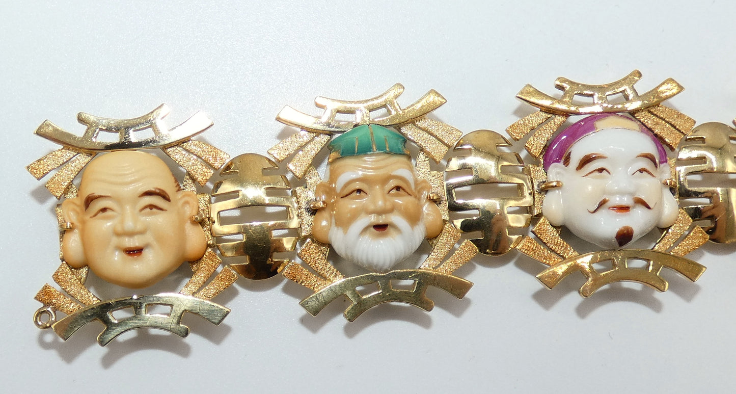 14K Gold Seven Lucky Gods Bracelet