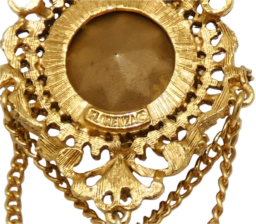 Florenza Gold Tone Smokey Topaz Color Brooch