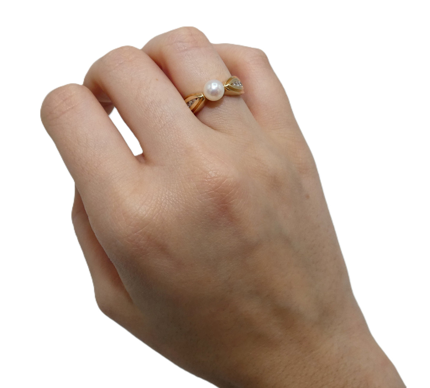 14K Gold Pearl & Diamond Ring