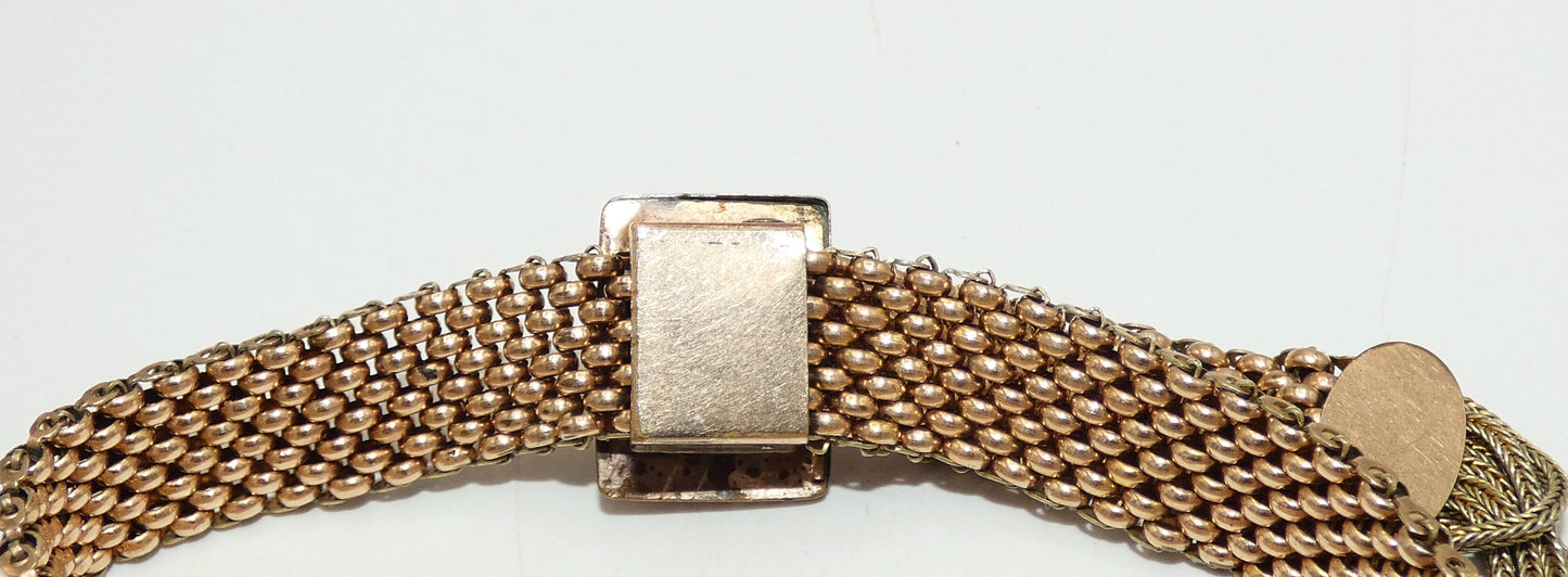 Victorian Gold Fill Slide Bracelet with Tassle & Garnets