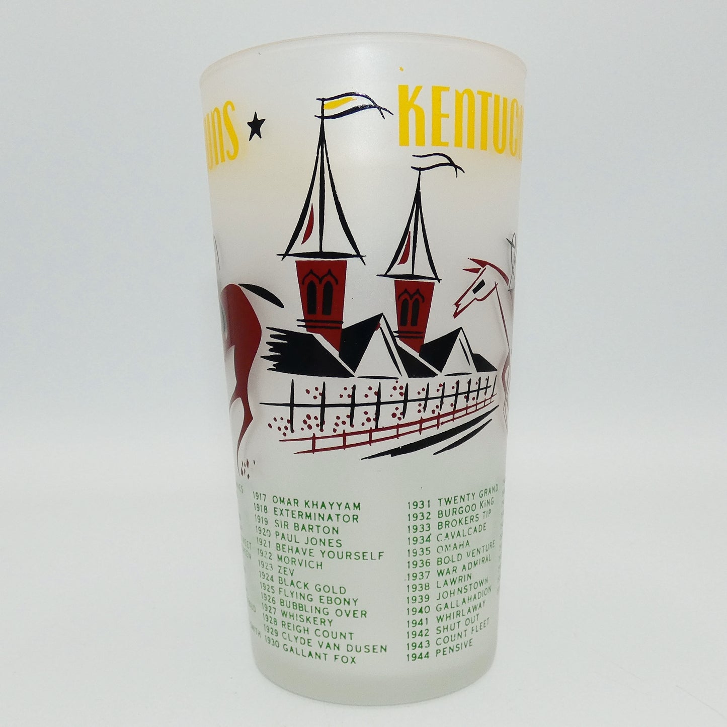 1956 Kentucky Derby Glass - 2 stars 3 tails