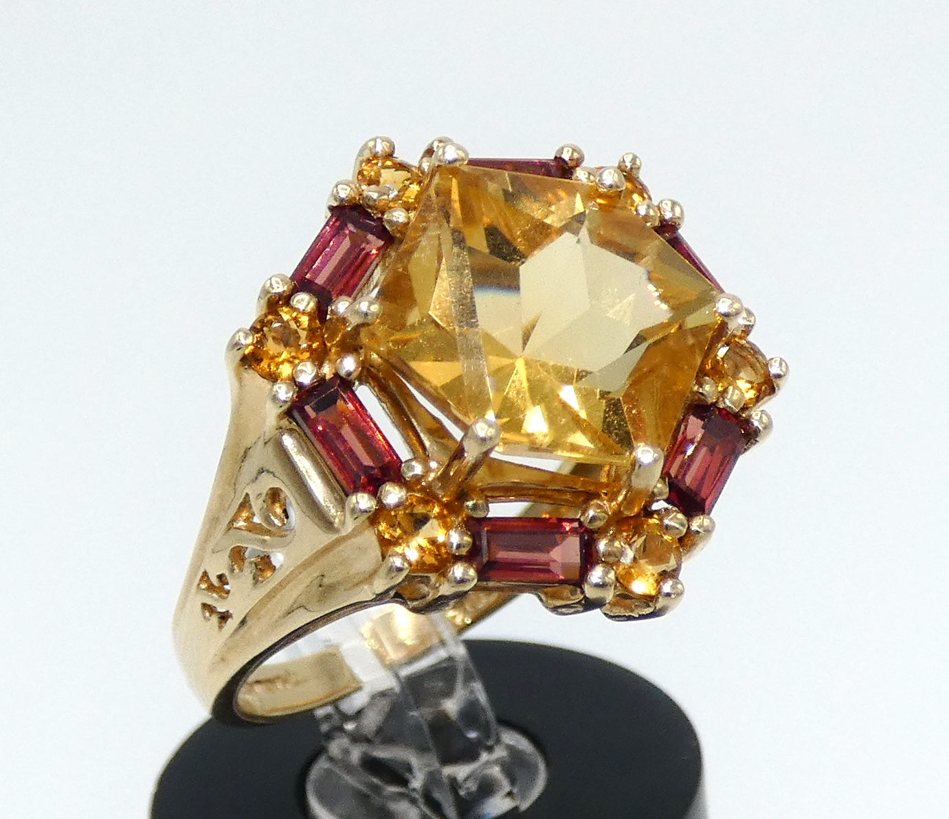 10K Gold Citrine & Tourmaline Ring