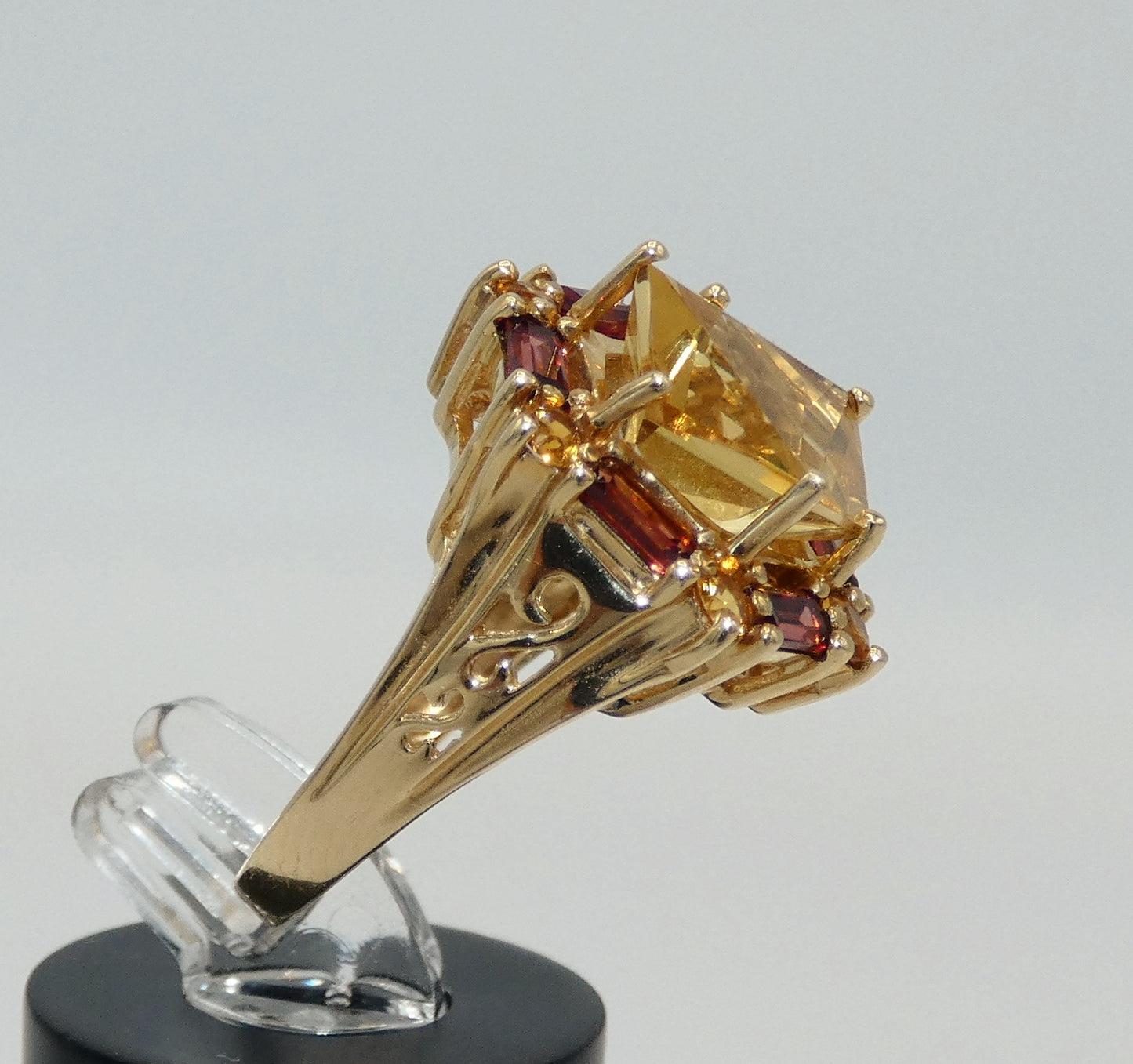 10K Gold Citrine & Tourmaline Ring