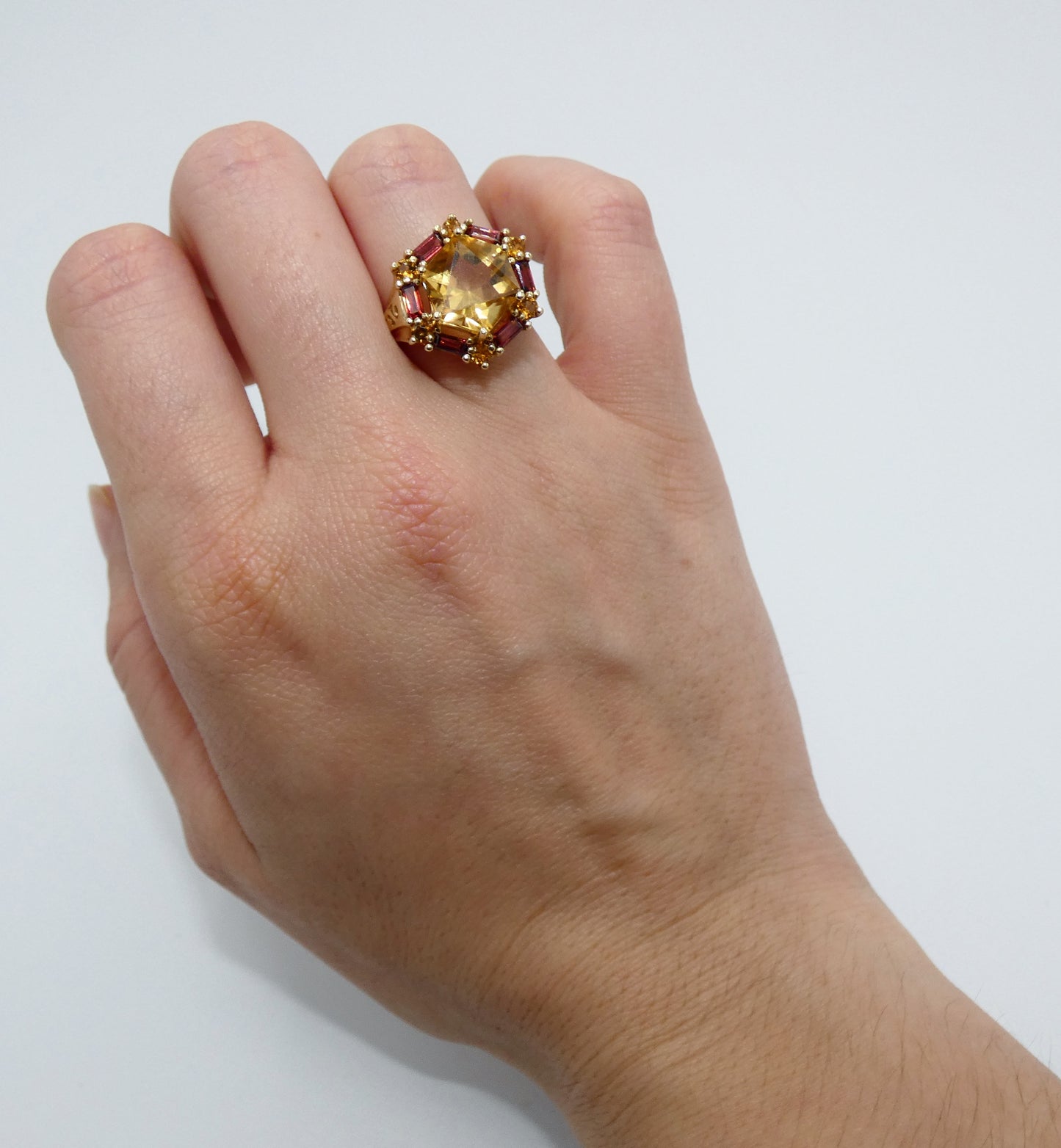 10K Gold Citrine & Tourmaline Ring