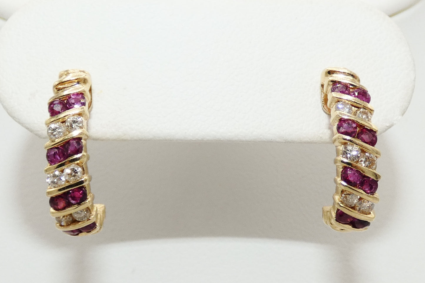 14K Gold Ruby & Diamond Earrings