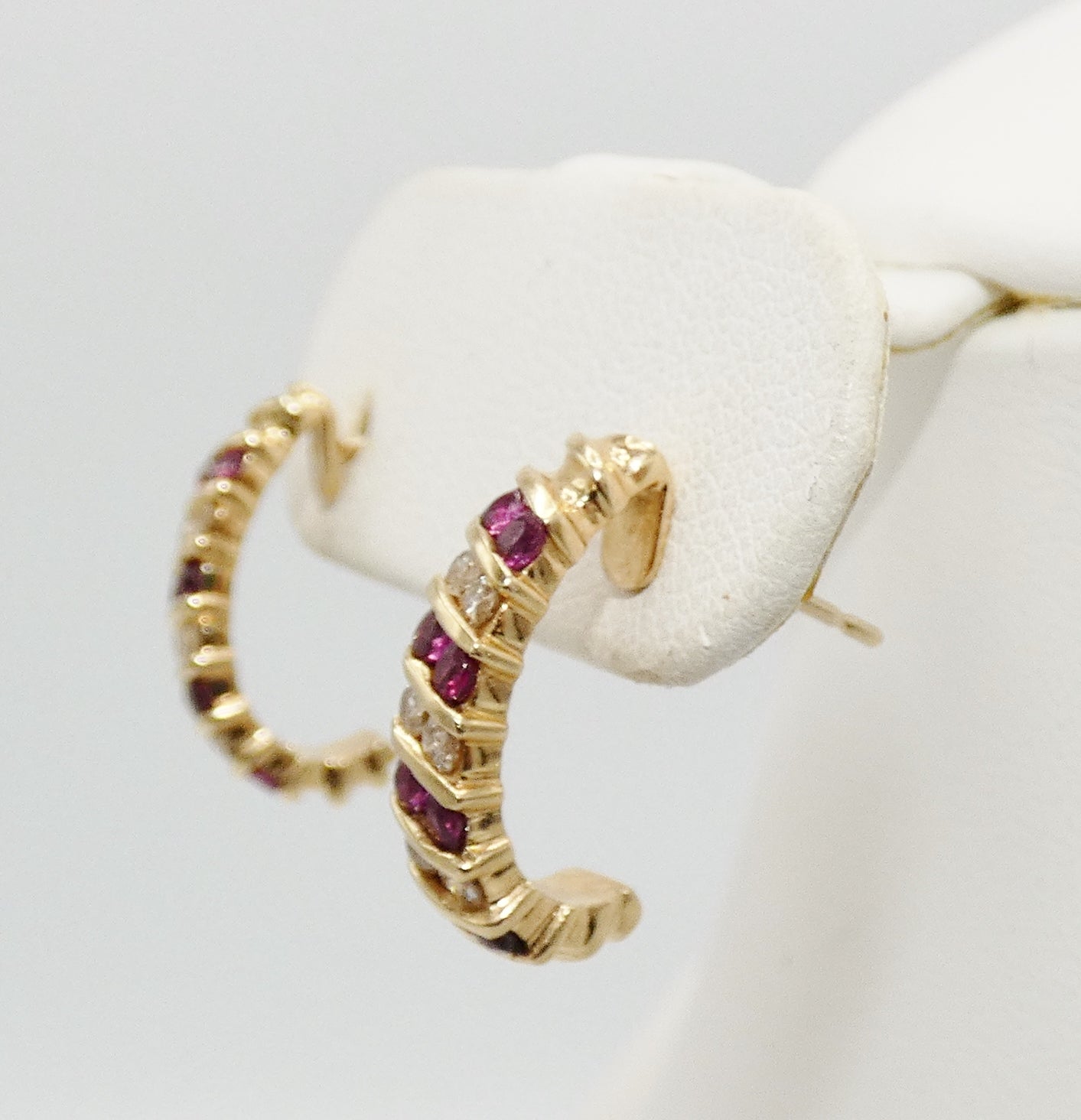 14K Gold Ruby & Diamond Earrings