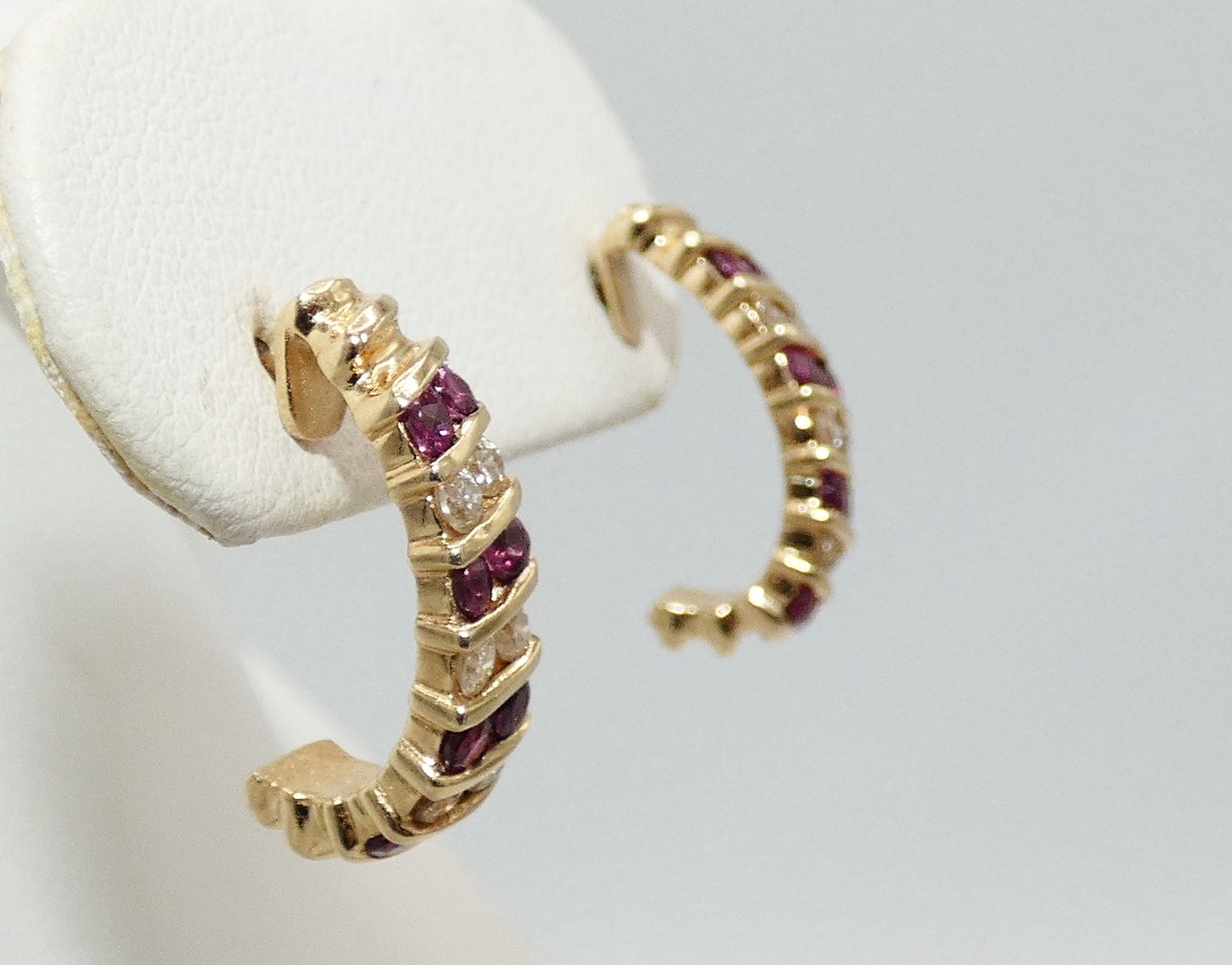 14K Gold Ruby & Diamond Earrings