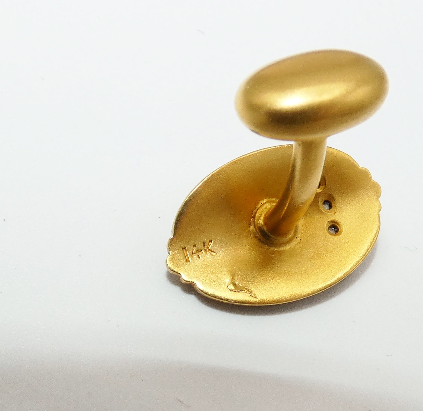 Art Nouveau 14K Gold FIxed Back Cufflinks with Diamonds
