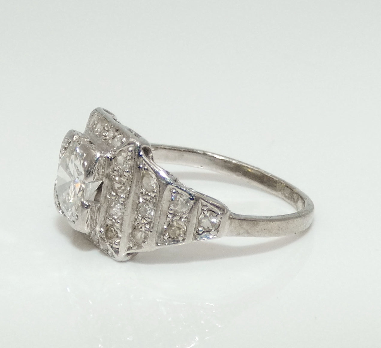 Art Deco 14K White Gold Diamond Ring