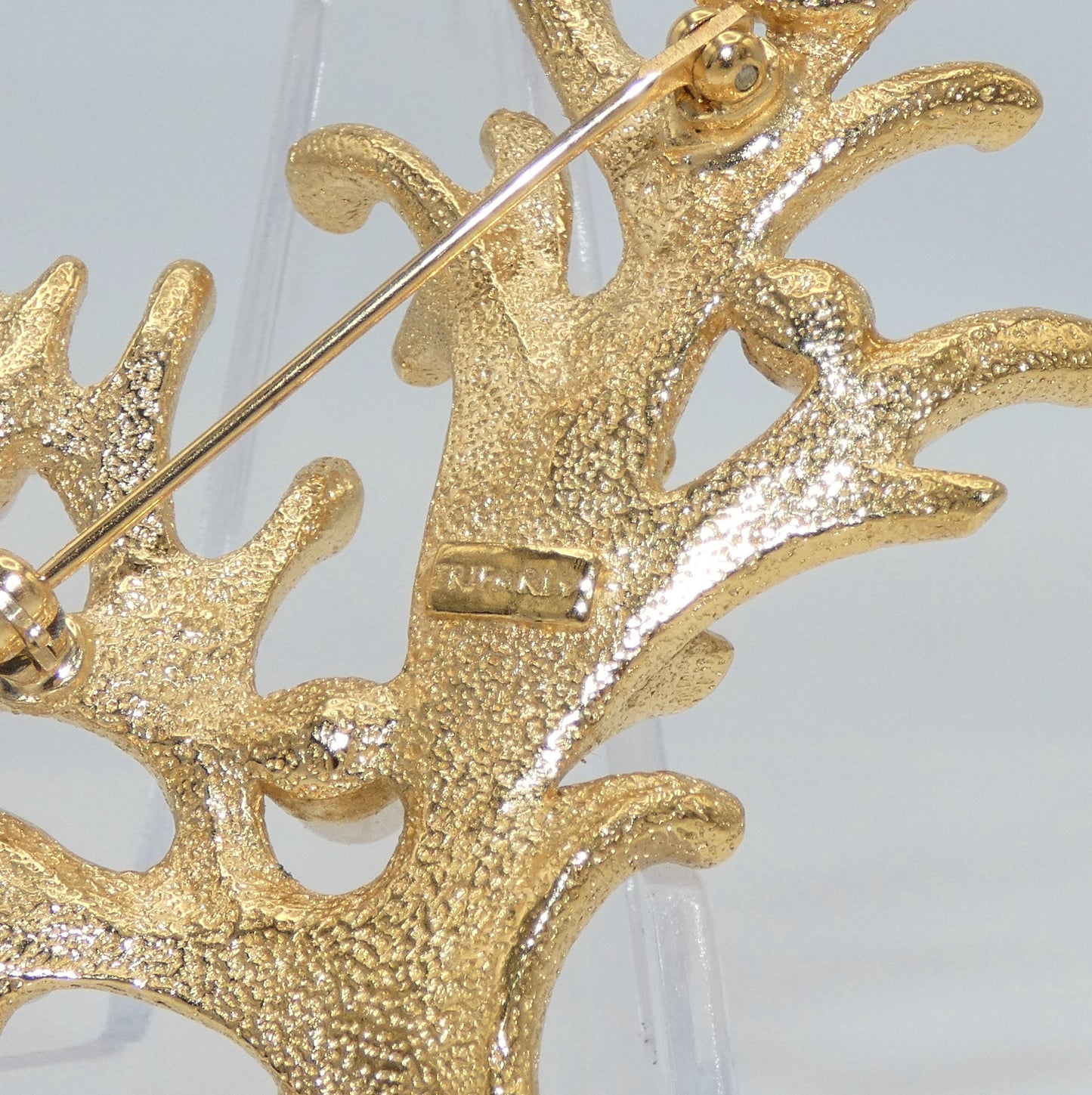 Trifari Sea Coral Pin/ Brooch with Faux Pearls