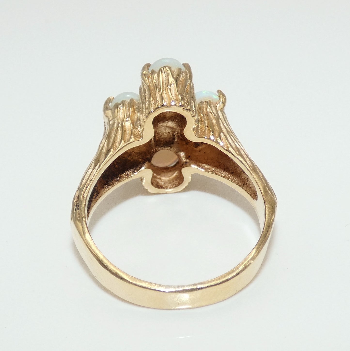 14K Gold Ring with Opals & Garnet