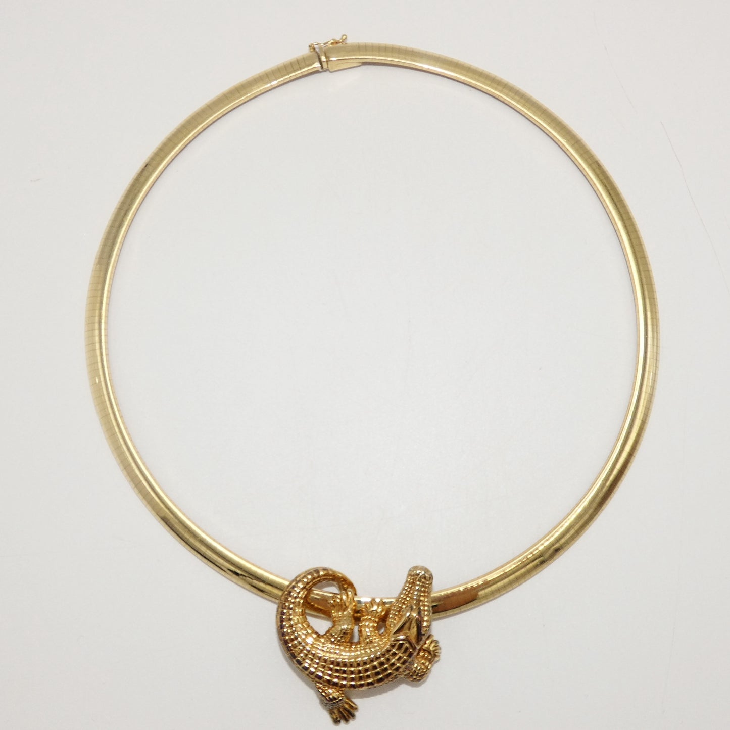 14K Gold Gator on 14K Omega Necklace