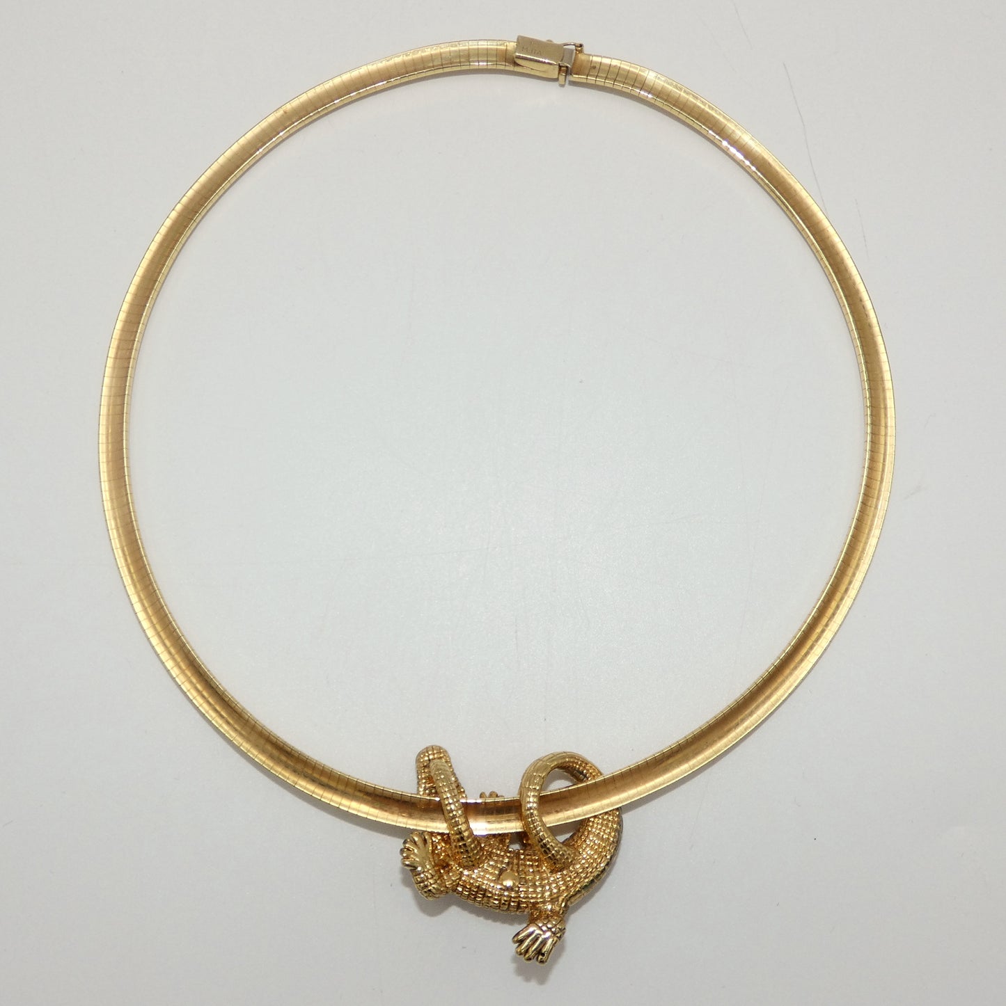 14K Gold Gator on 14K Omega Necklace