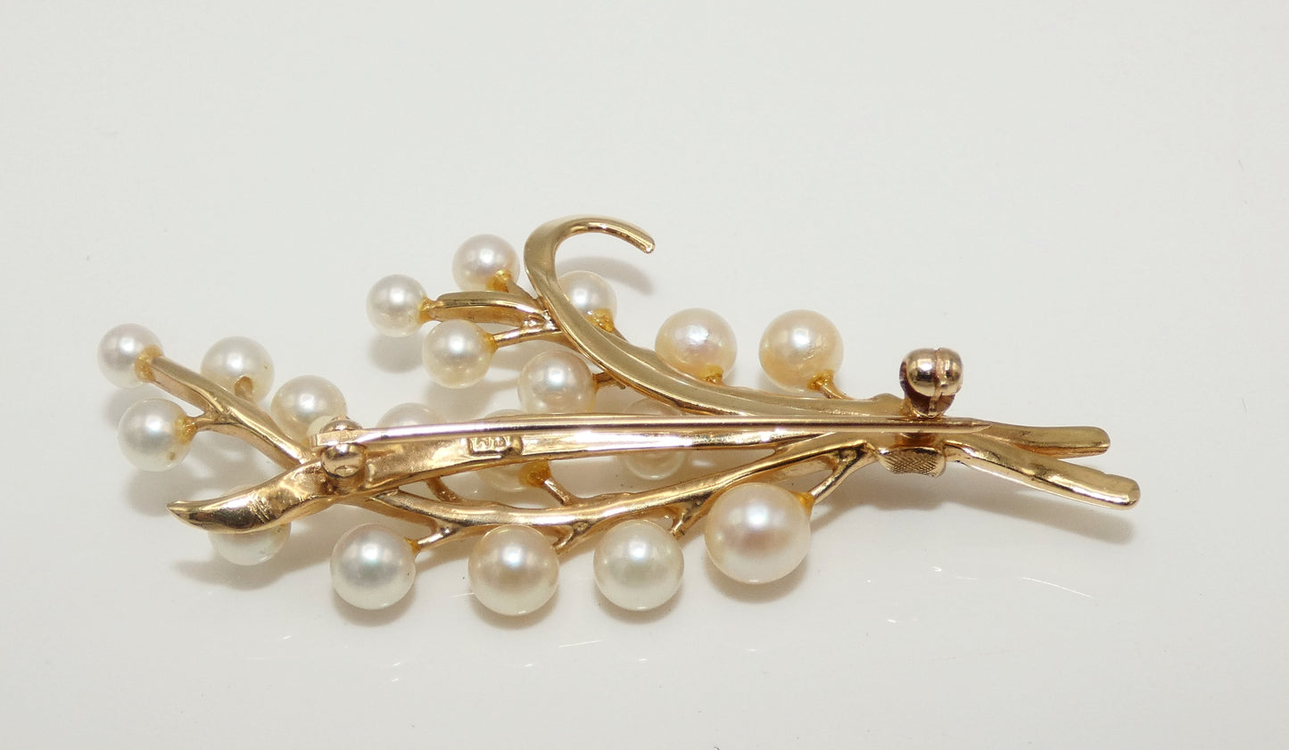 14K Gold & Pearl Brooch