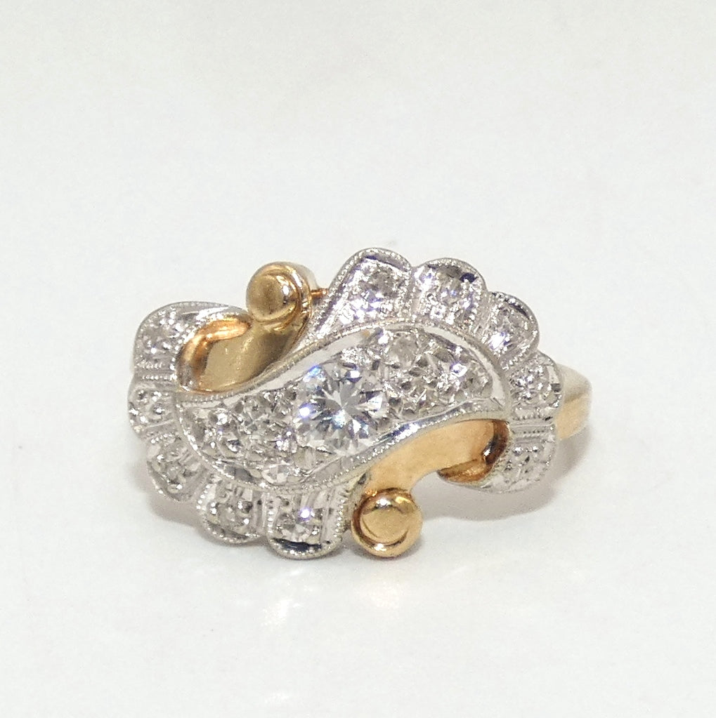 14K White & Yellow Gold Diamond Ring