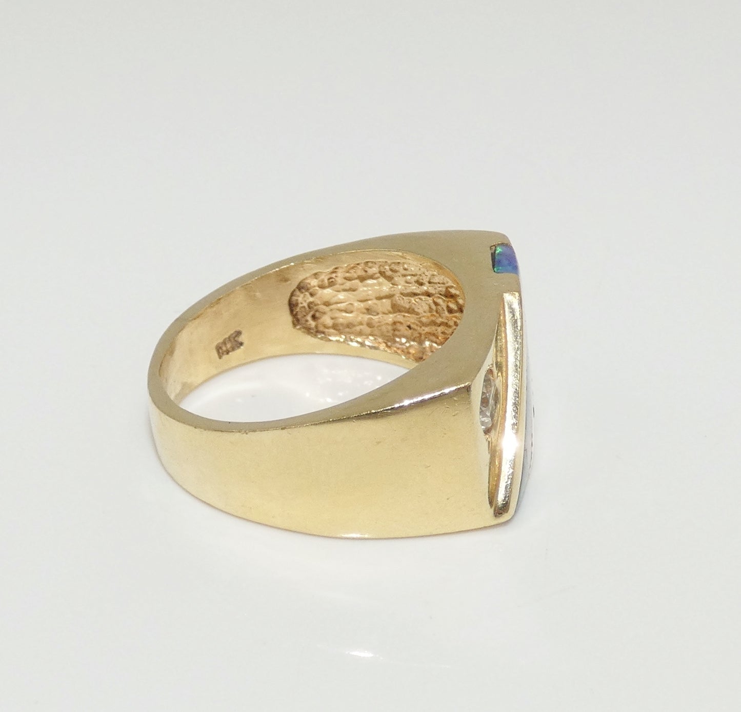 14K Gold Black Opal & Diamond Ring
