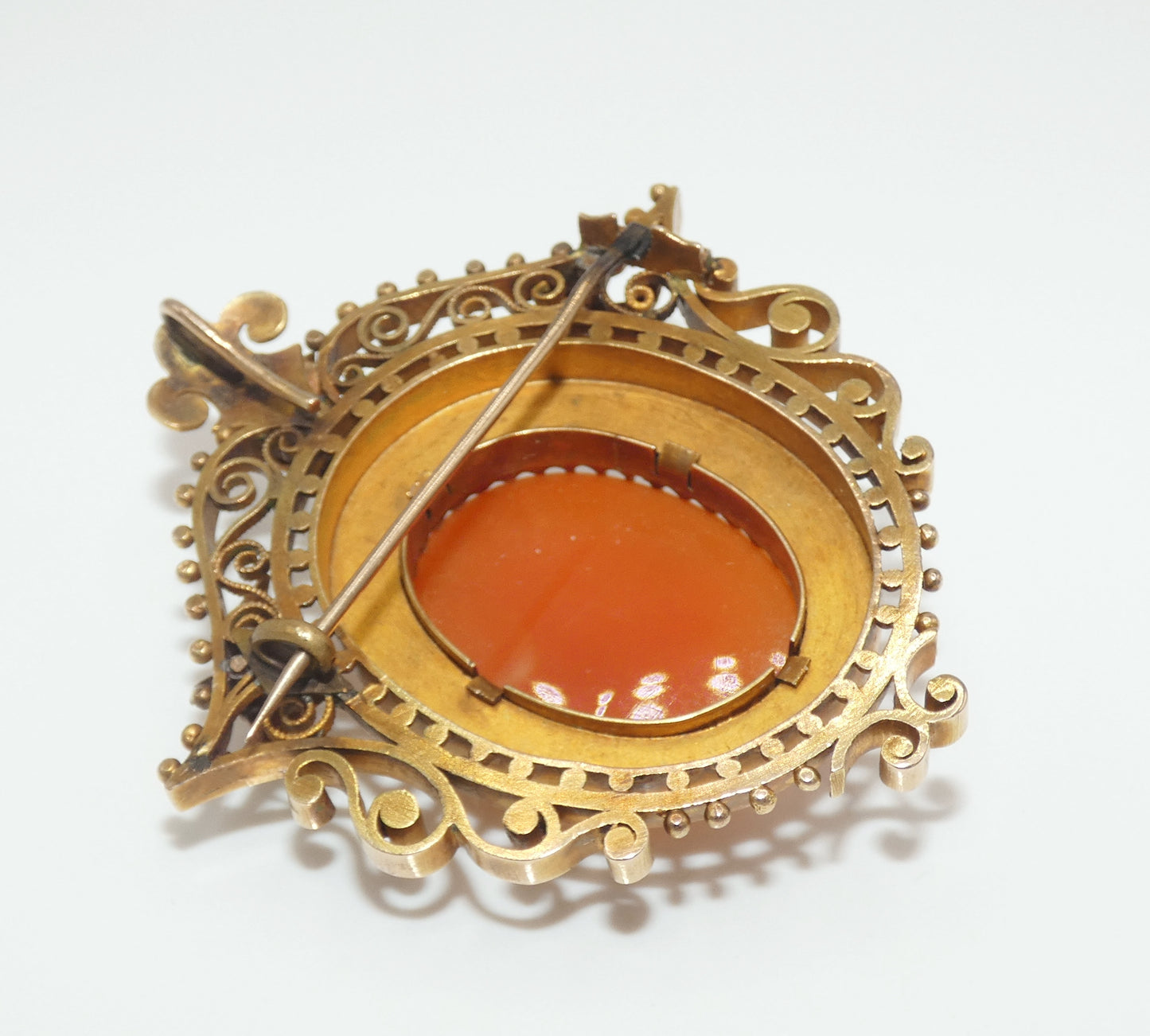 Victorian Cameo Gold Filled in Lilac Brooch Pendant