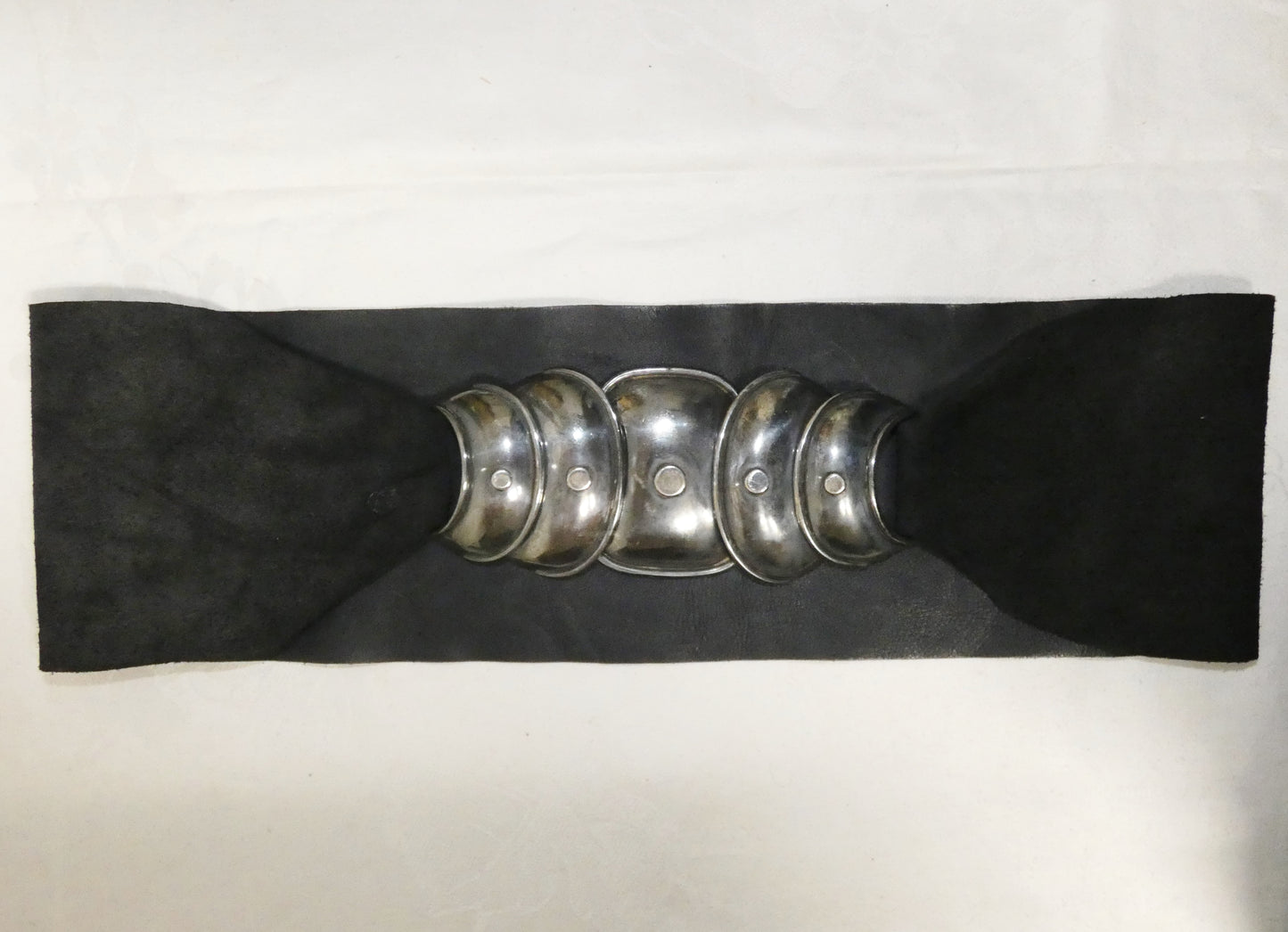 Hector Agulara Sterling SIlver Belt Buckle on Suede Armadillo Style