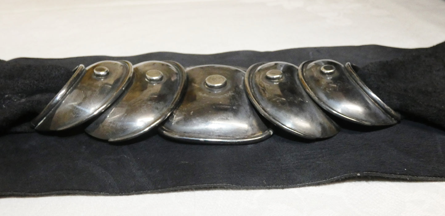 Hector Agulara Sterling SIlver Belt Buckle on Suede Armadillo Style