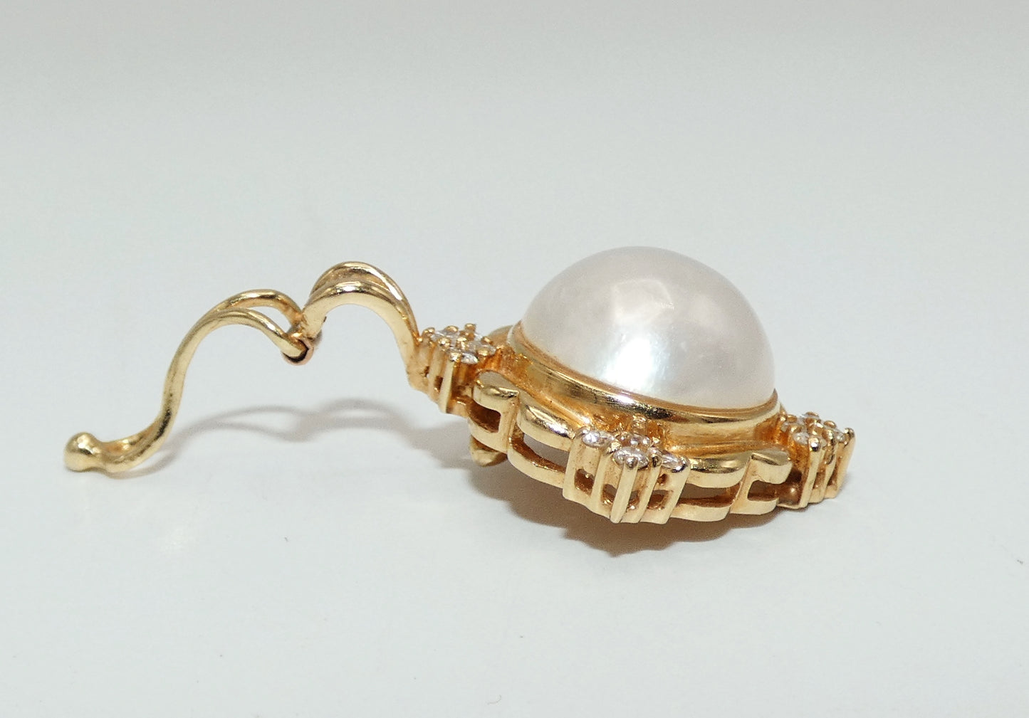 14K Gold Cultured Pearl & Diamond Enhancer
