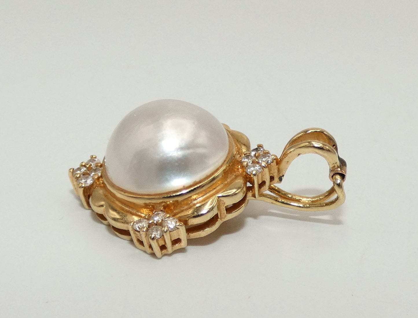 14K Gold Cultured Pearl & Diamond Enhancer