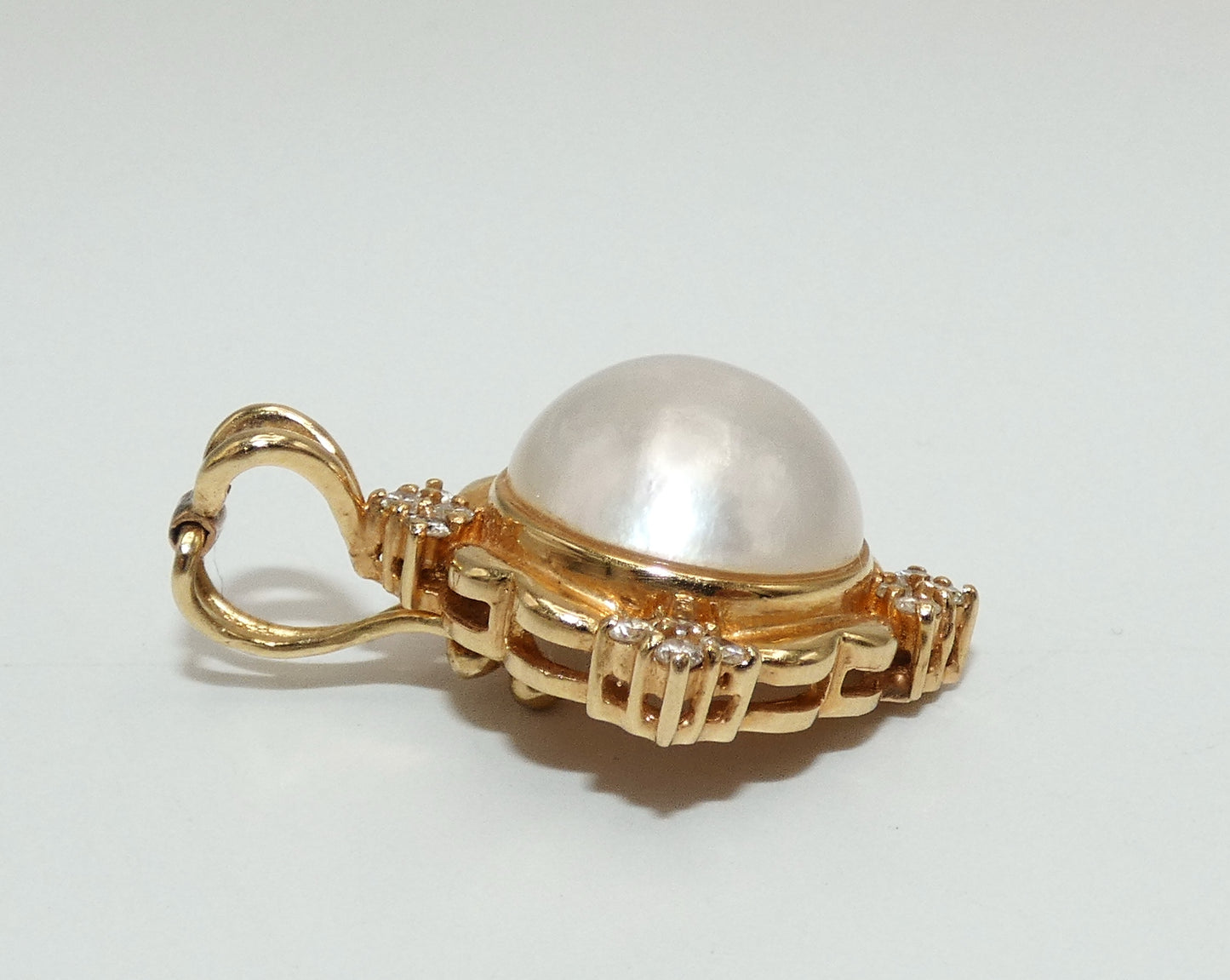 14K Gold Cultured Pearl & Diamond Enhancer