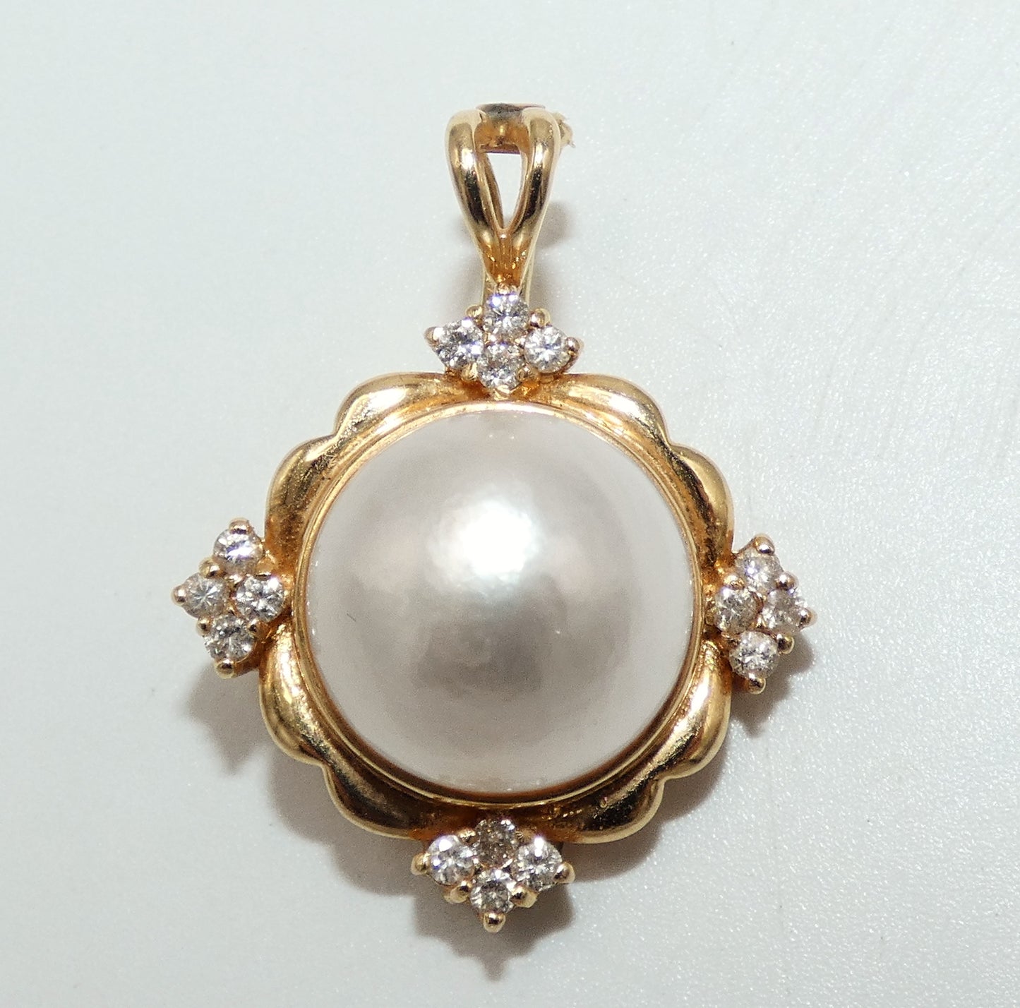 14K Gold Cultured Pearl & Diamond Enhancer