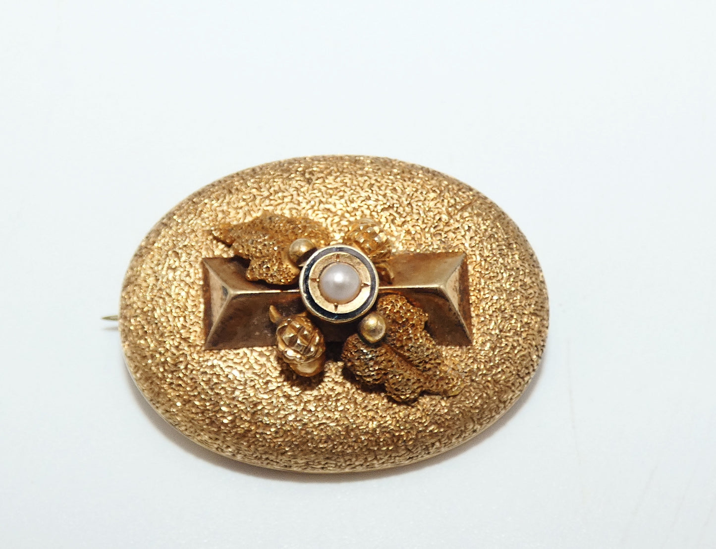 14K Gold Victorian Pin & Earrings with Natural Pearl
