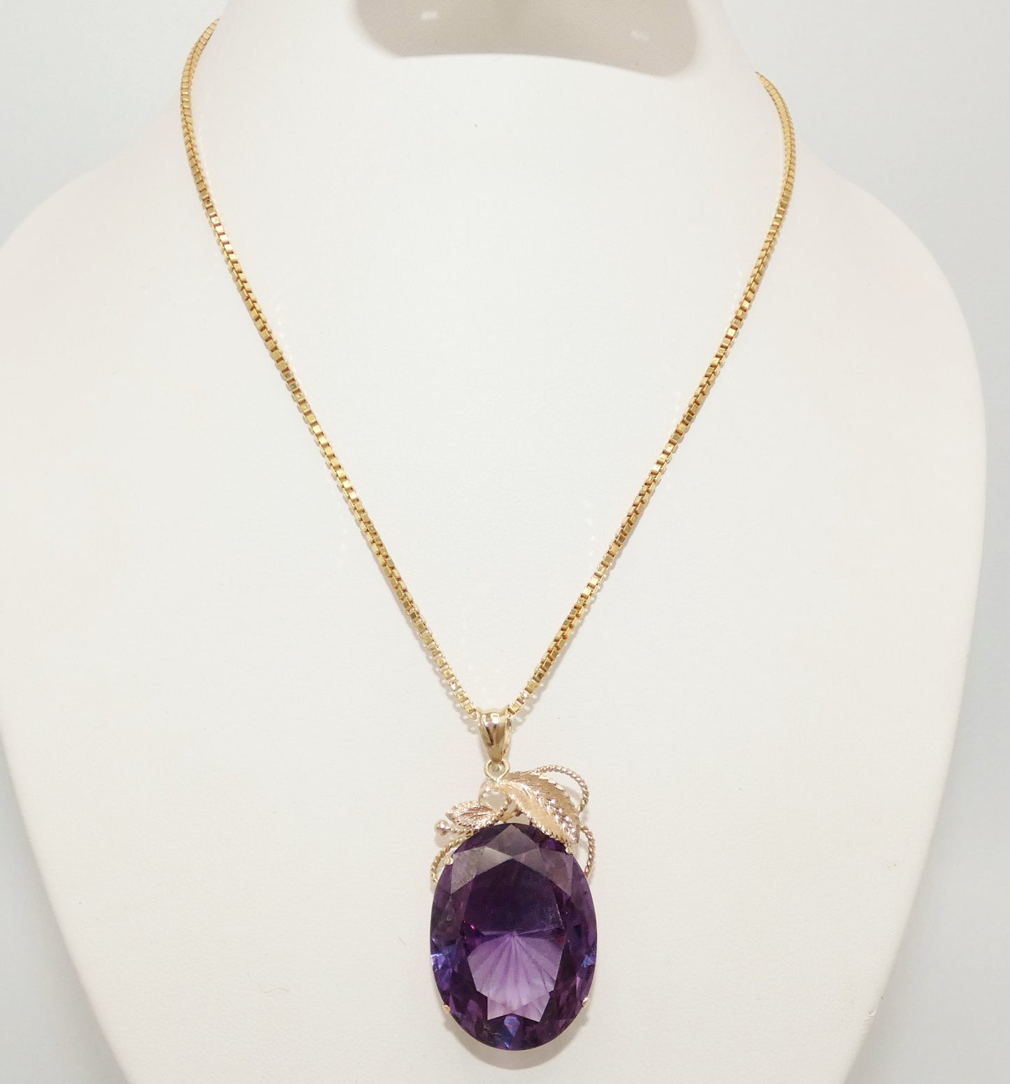14K Gold Amethyst Pendant Necklace