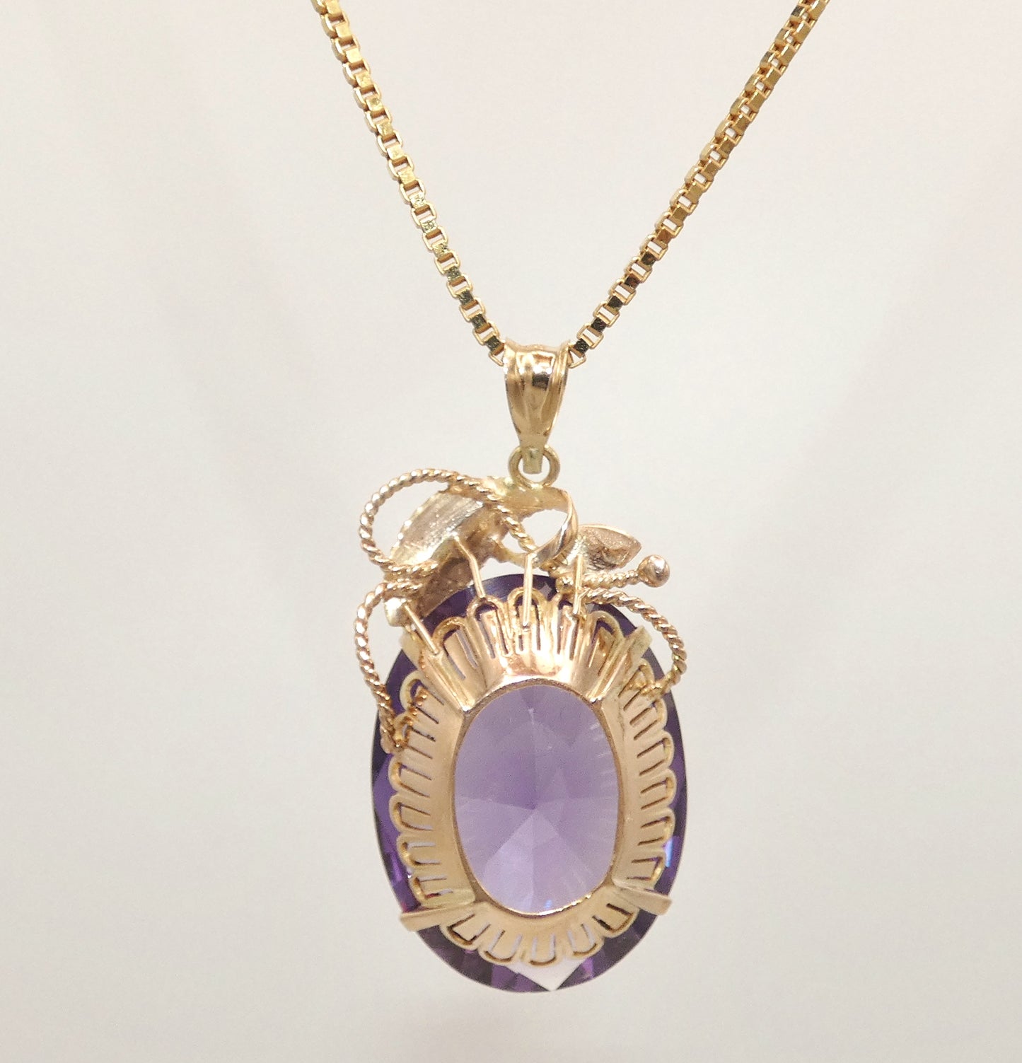 14K Gold Amethyst Pendant Necklace