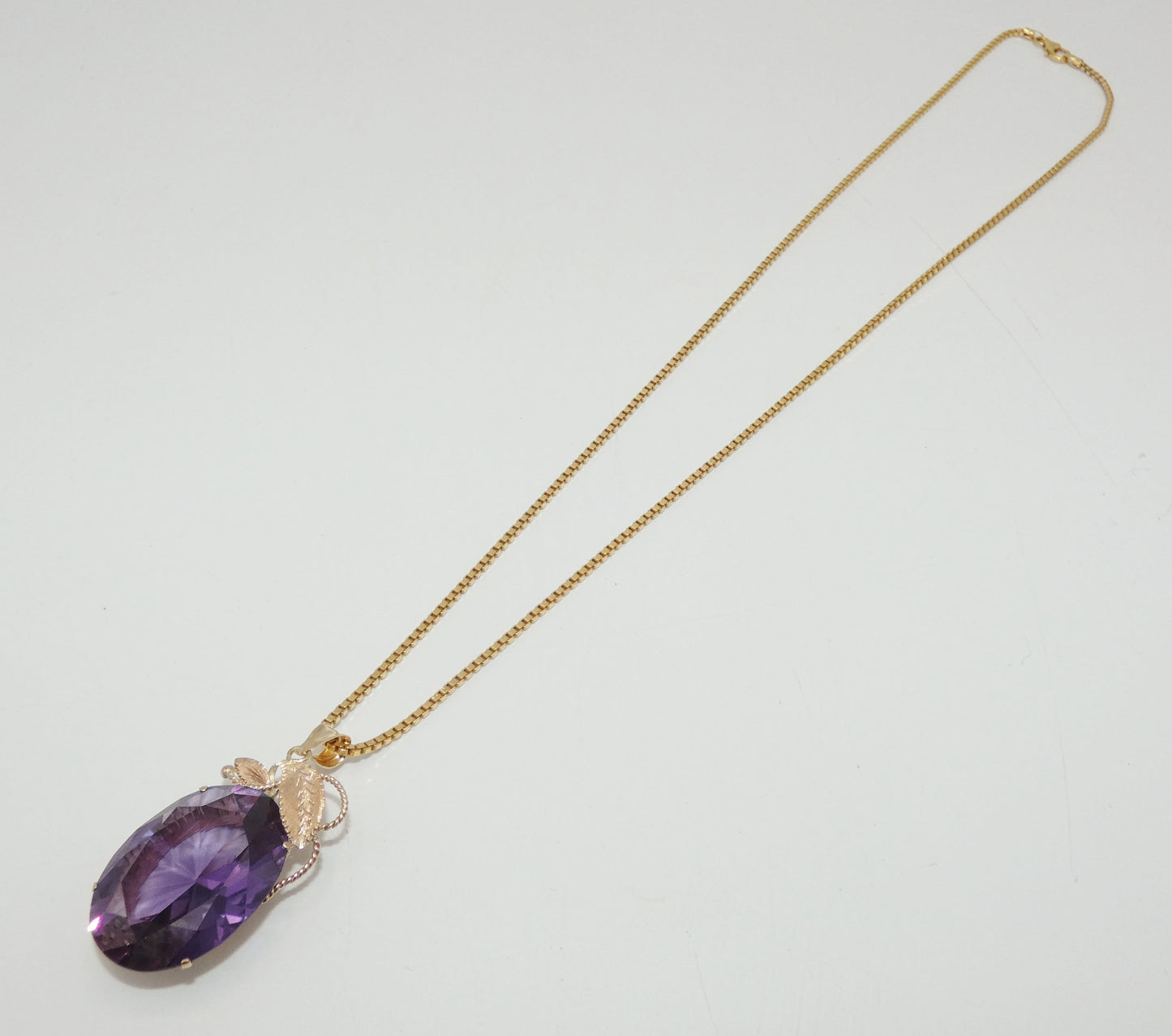 14K Gold Amethyst Pendant Necklace
