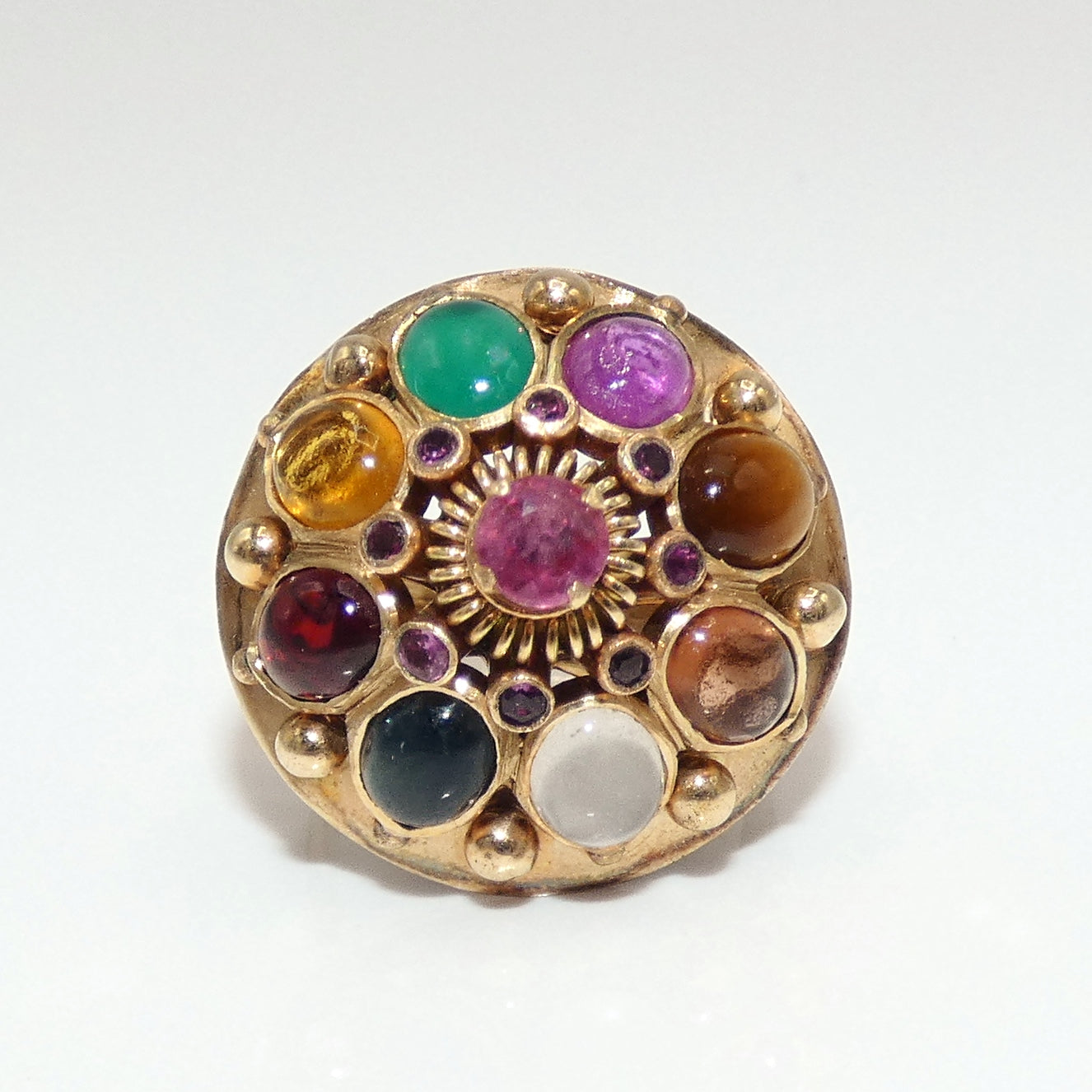 Thai Princess Ring 14K Gold Multi Gem Stones