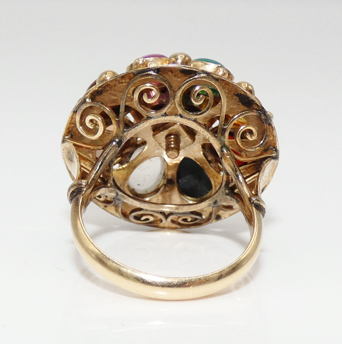 Thai Princess Ring 14K Gold Multi Gem Stones