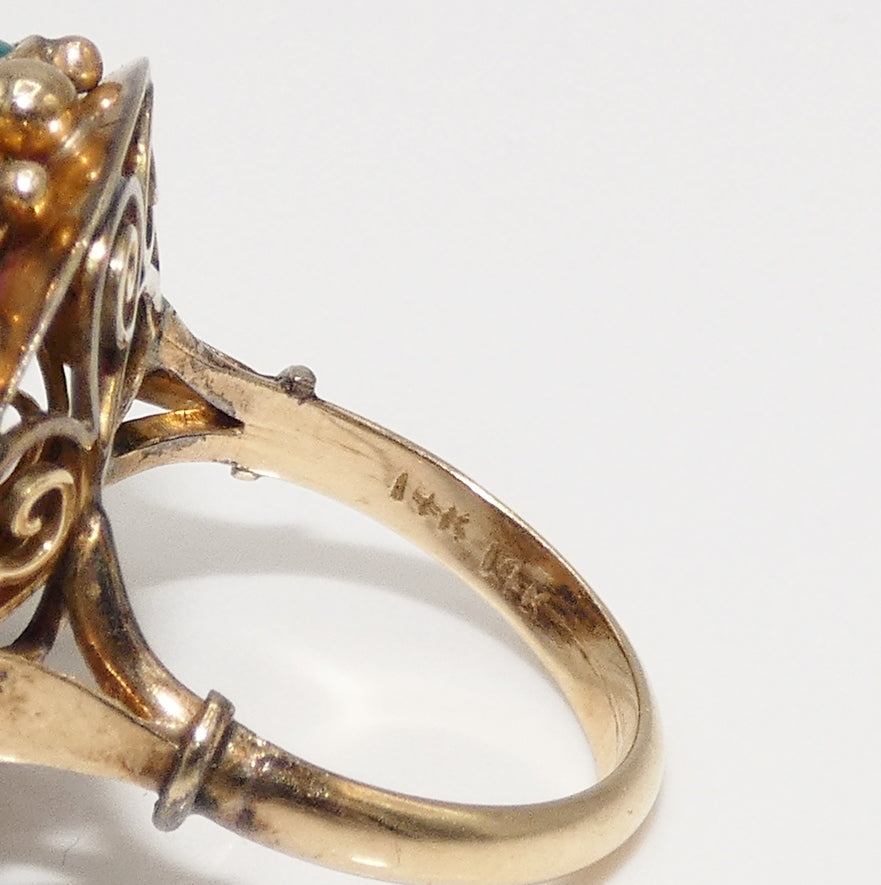 Thai Princess Ring 14K Gold Multi Gem Stones