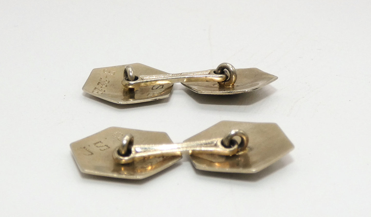 Art Deco 14K White Gold Diamond Cuff Links