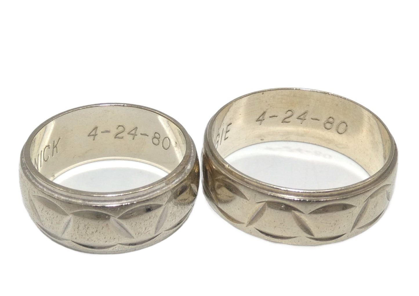 14K White Gold Matching Eternity Band Rings