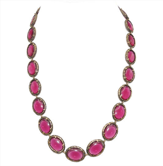 Trifari Renaissance Glass Cut Ruby Red Necklace