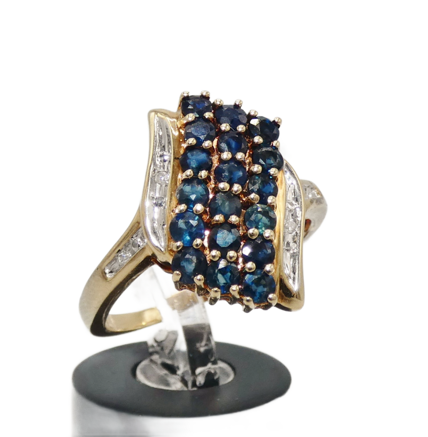 14K Gold Ring with Diamonds & Sapphires