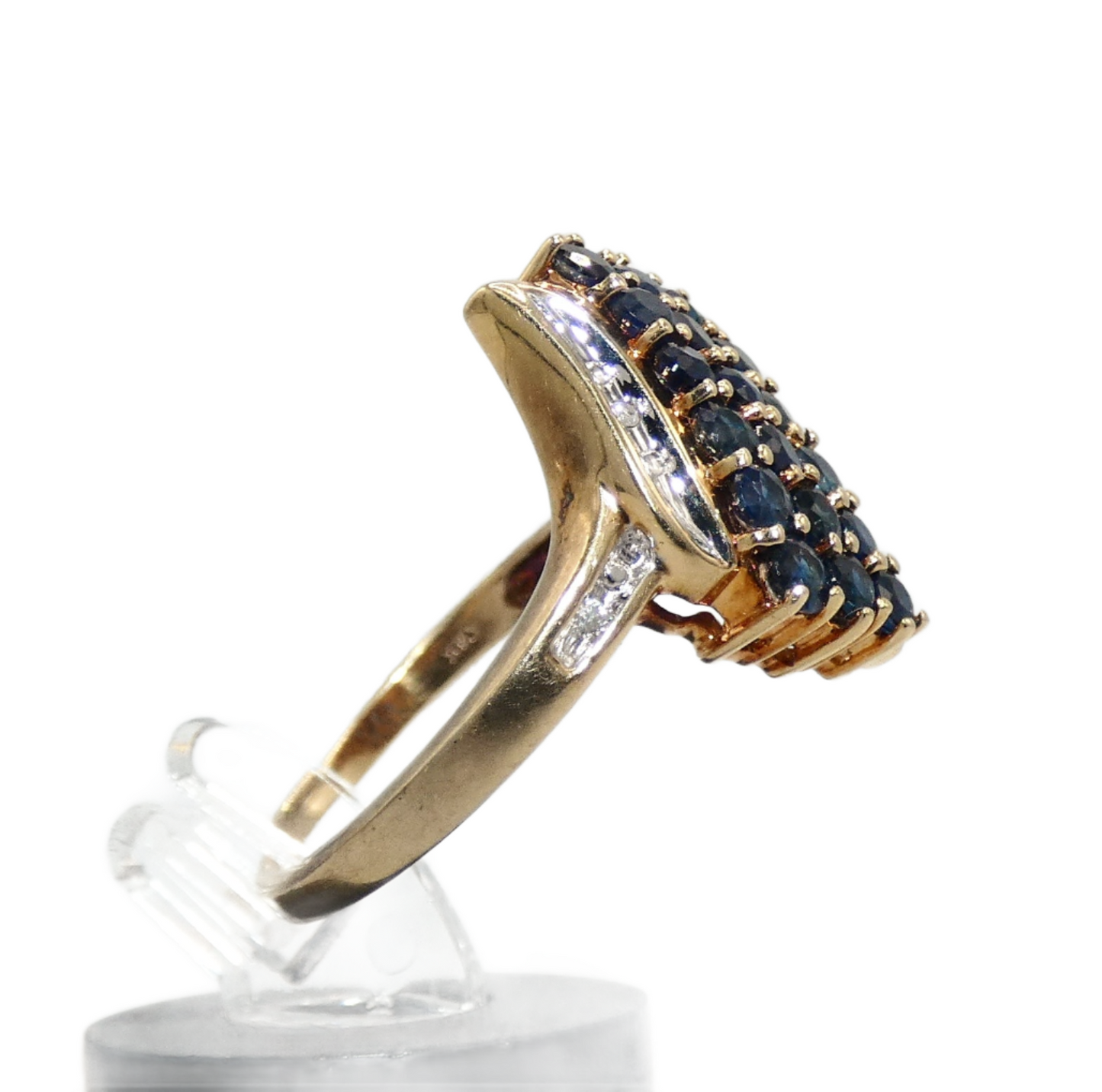 14K Gold Ring with Diamonds & Sapphires