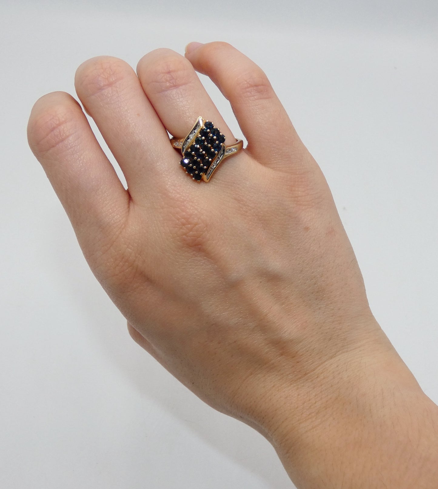 14K Gold Ring with Sapphires & Diamonds