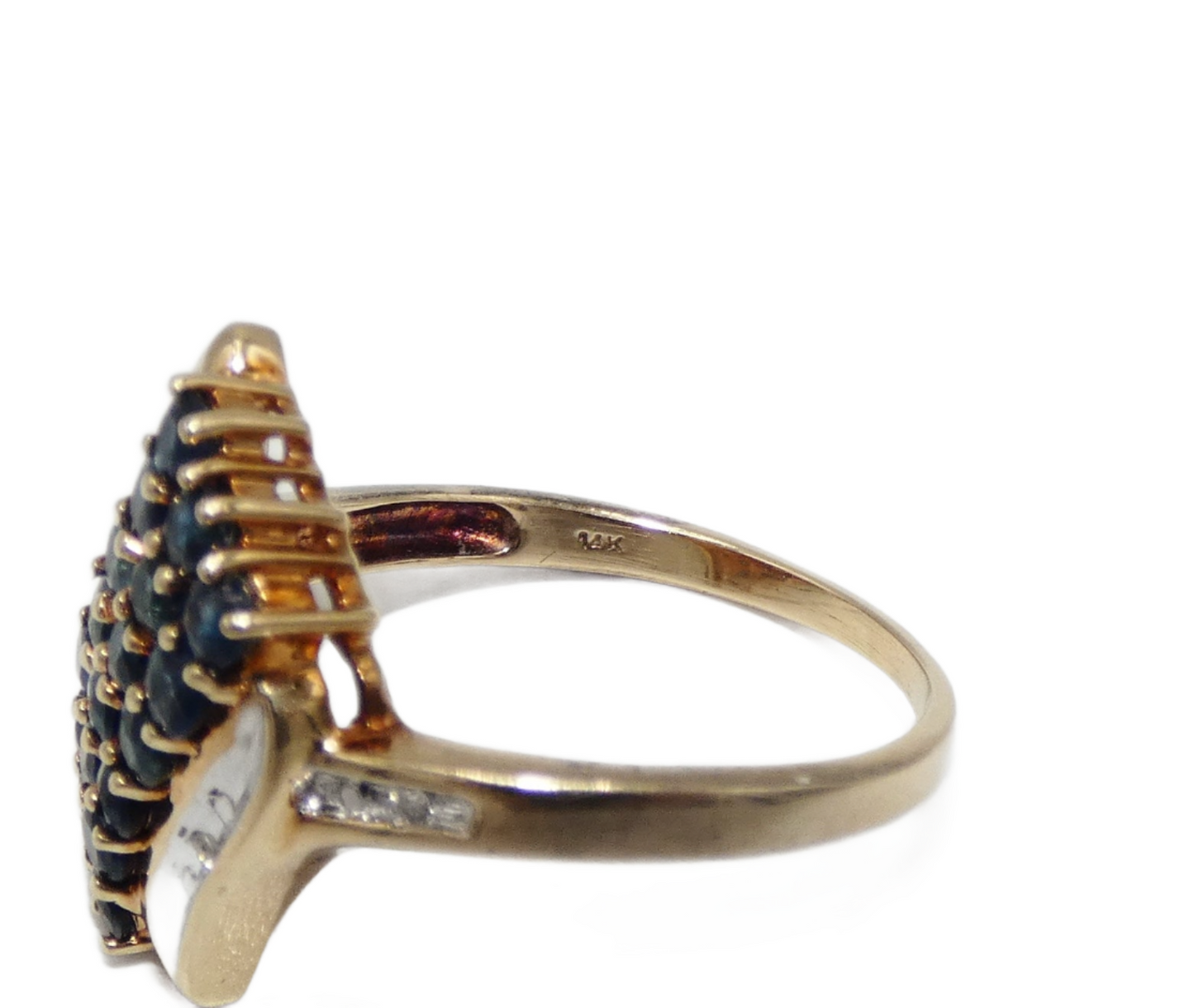 14K Gold Ring with Diamonds & Sapphires