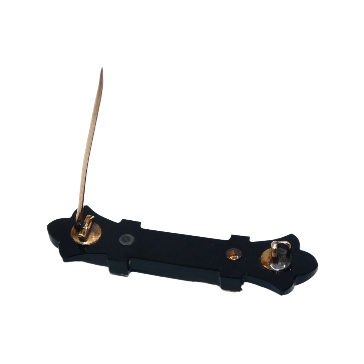 Mourning Jewelry 14K Gold Onyx & Seed Pearl Brooch