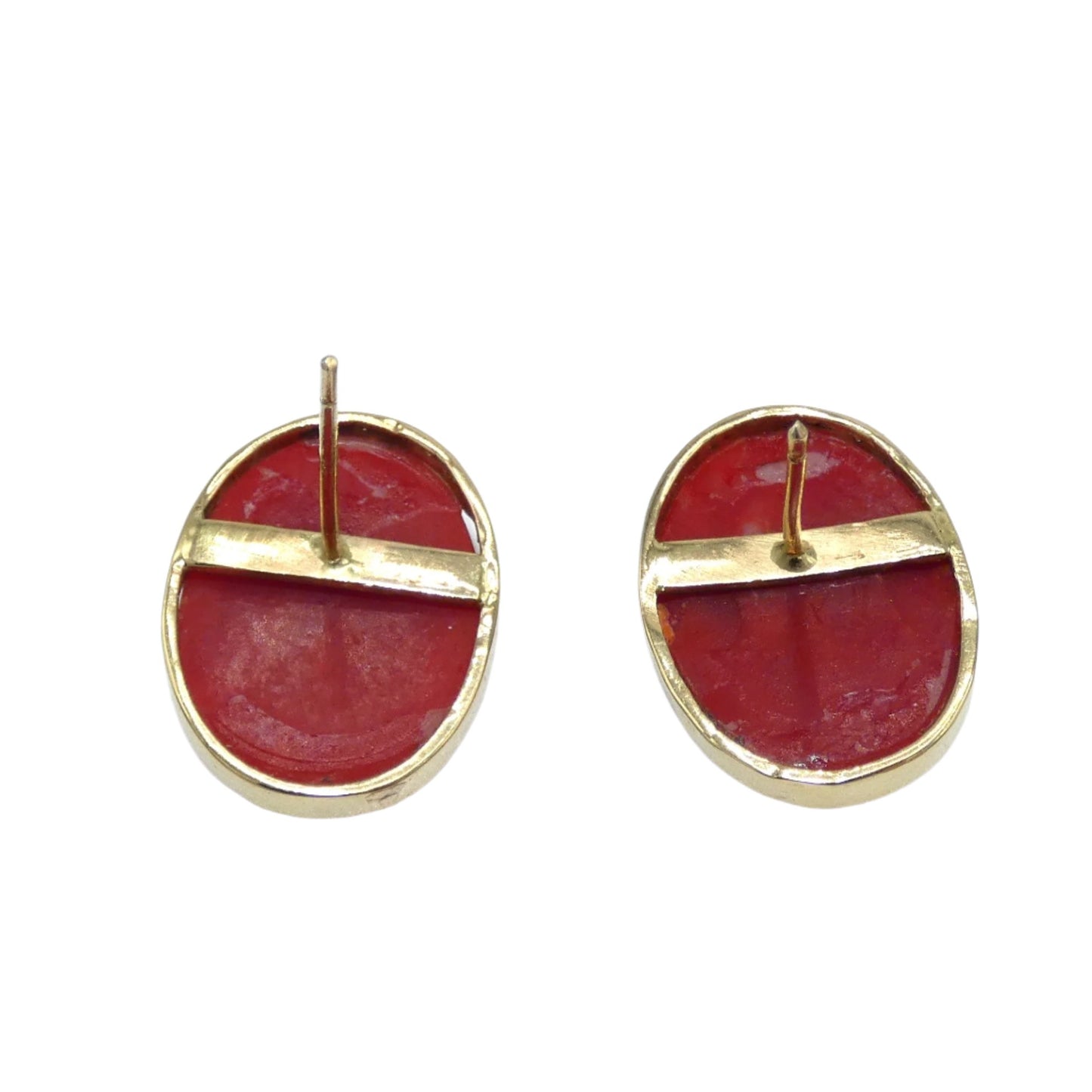 14K Gold Red Coral Earrings