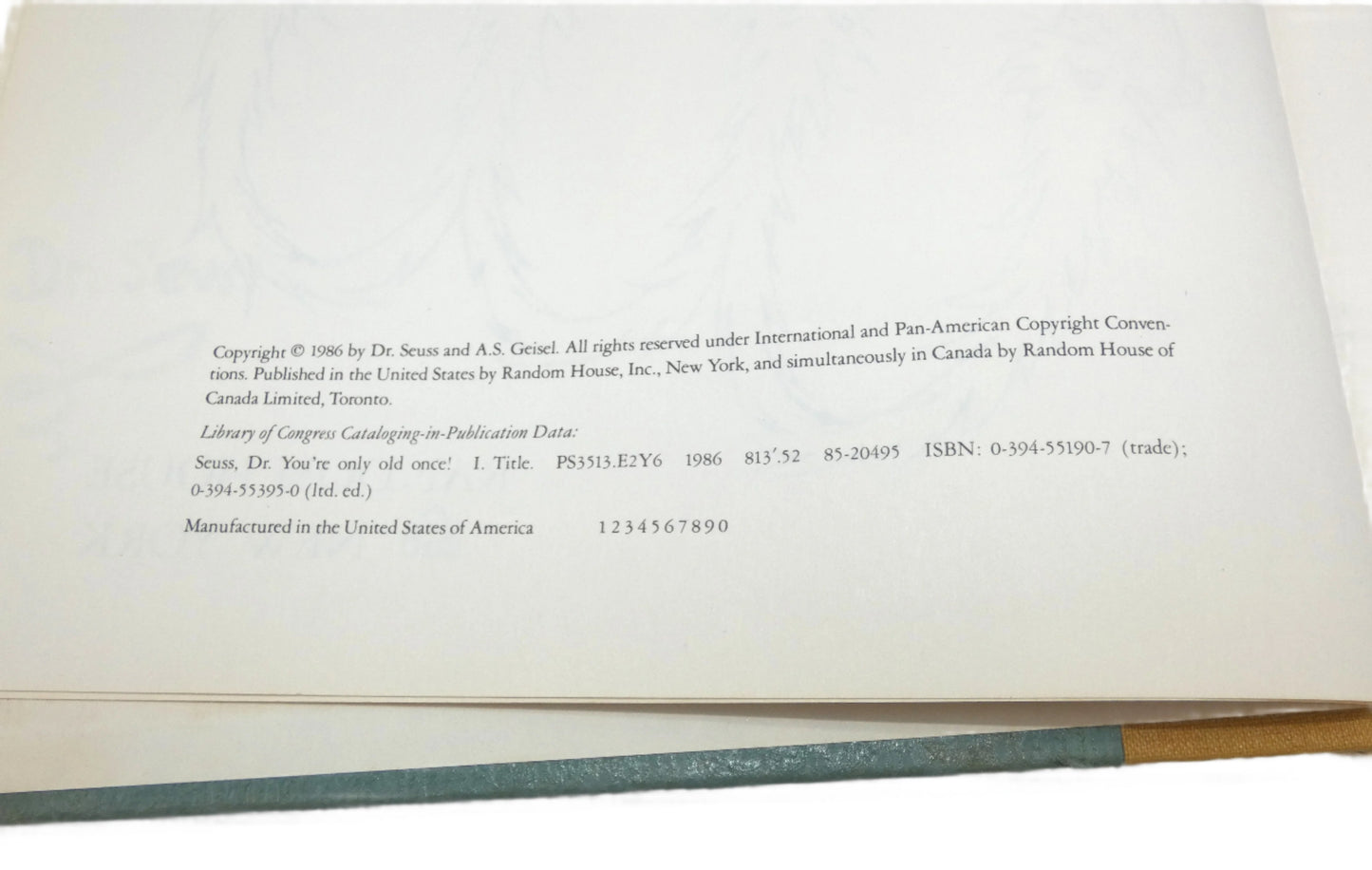 Dr. Suess You're Only Old Once First Edition Signed Book JSA