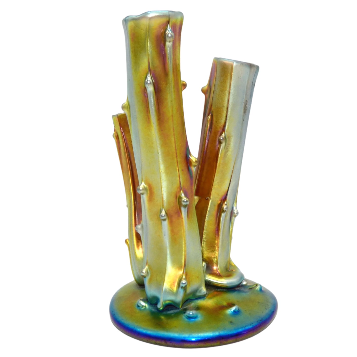 Steuben Aurene Triple Tree Trunk Vase