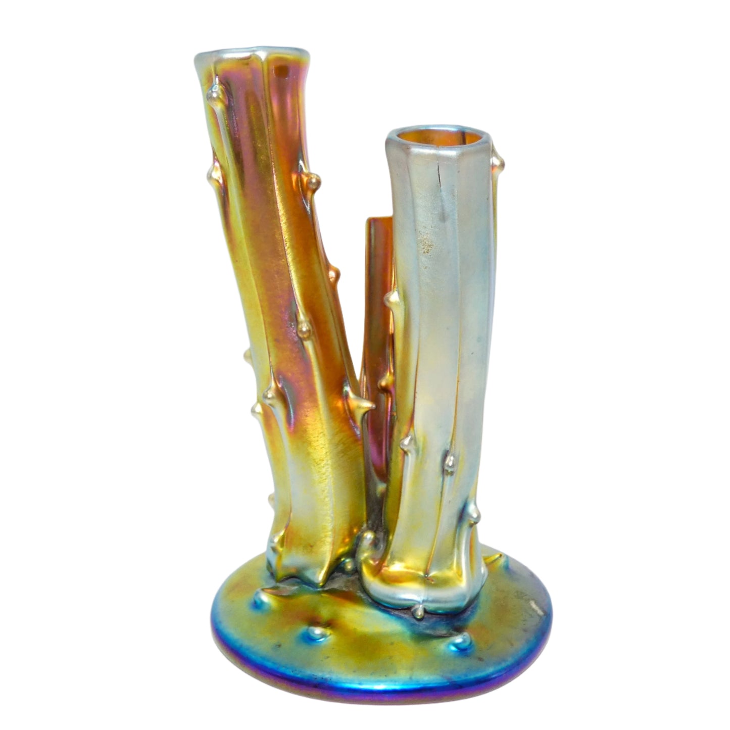 Steuben Aurene Triple Tree Trunk Vase