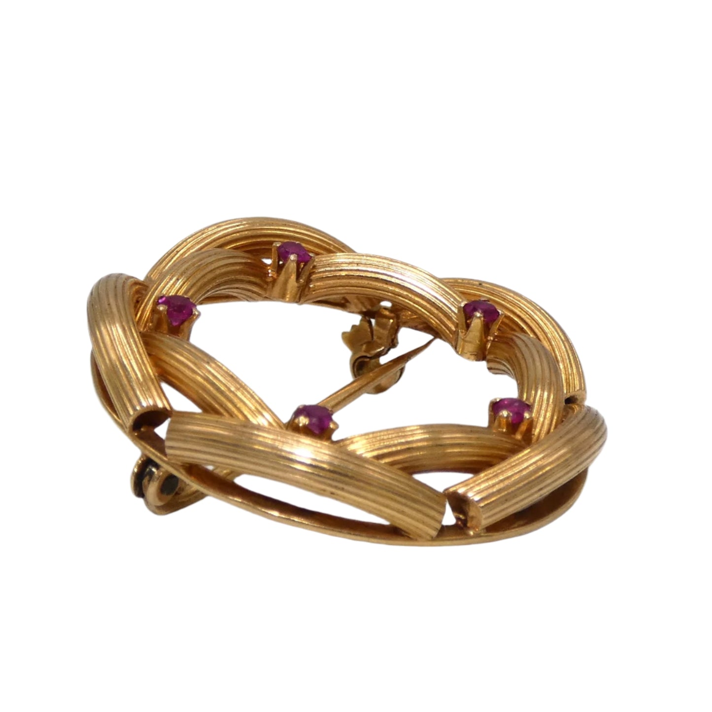 18K Gold and Rubies Brooch